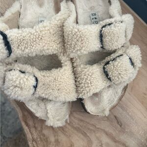 Papillio Cream Fuzzy Sandals